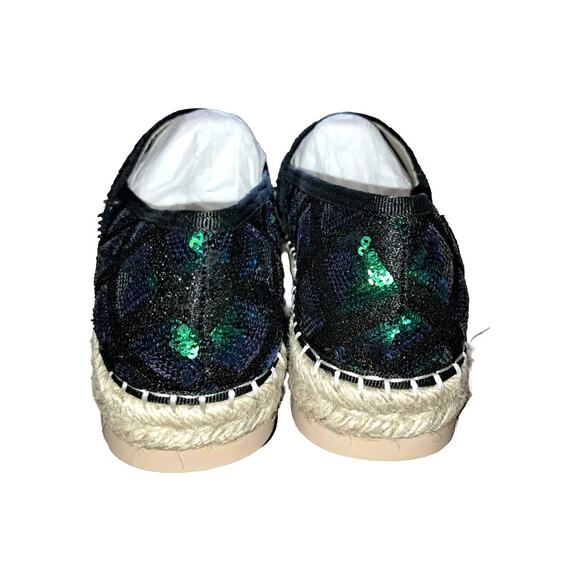 Jijixi Espadrille Green Black sequin slip on flats 240 US 7.5 St. Patrick Day - Picture 5 of 6